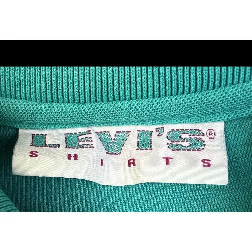 Vintage 80s Levi's Men's XL Polo Shirt - Retro Teal Green